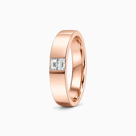 Double Baguette Diamond Ring 18K Rose Gold 02 Standing