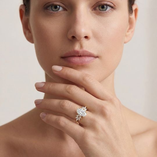 Layla Oval Diamond Band In 18K Yellow Gold 1
