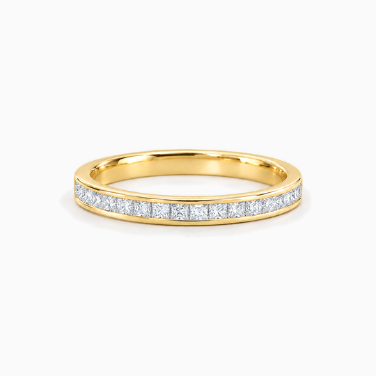 033Ct Half Channel Princess Cut Diamond Ring Yellow Gold Lying