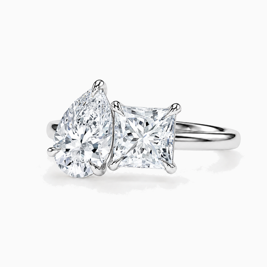 Toi Et Moi Emerald And Princess Cut Diamond Ring Platinum 02