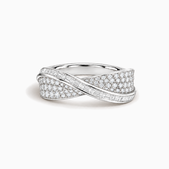 Solaia Crossover Lab Grown Diamond Ring White Gold Lying
