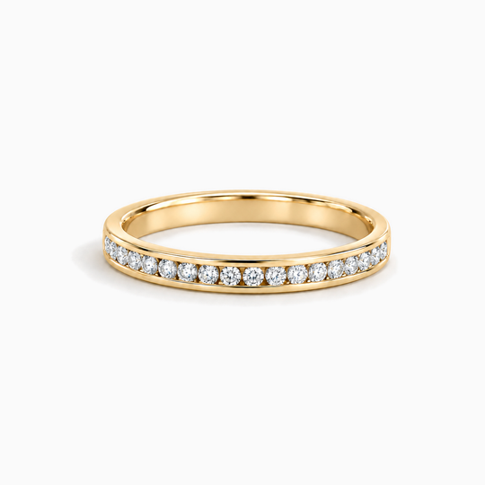 033Ct Half Channel Round Diamond Ring Yellow Gold Lying