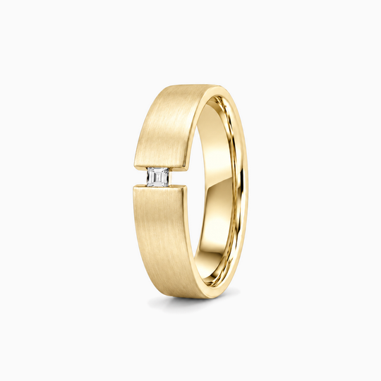 Baguette Tension Diamond Ring 18K Yellow Gold 02 Standing