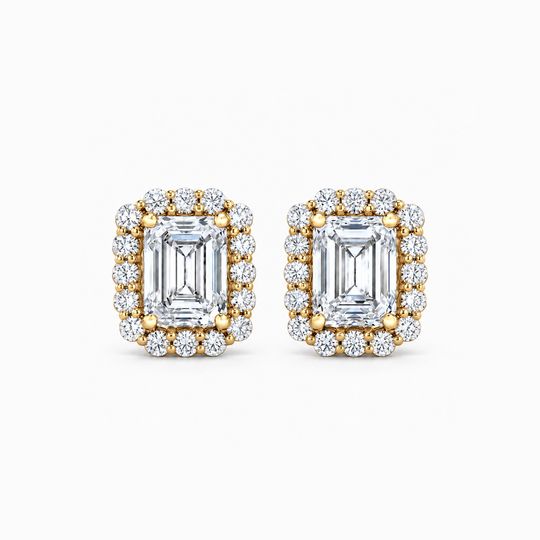 Emerald Cut Ygg Diamond Cluster Stud Earrings