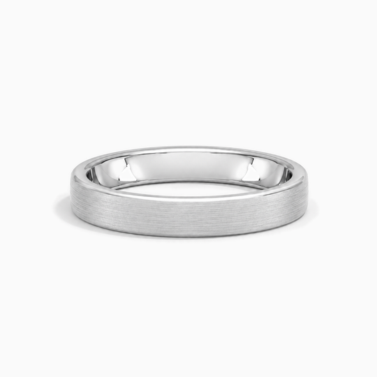 Womens 4Mm Heavy Weight Flat Court Matt Finish Wedding Ring White Gold Lying