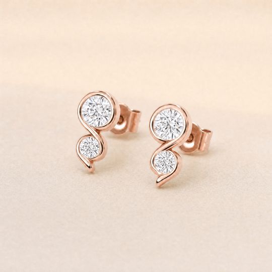 Duo Diamond Studs Rose Gold Lifestyle