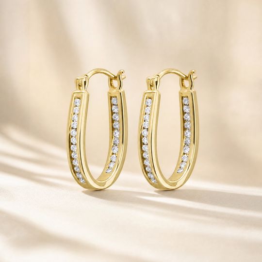 Always Channel Diamond Earrings Yellow Gold Lifestyle