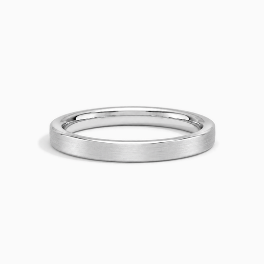 Womens 2.5Mm Heavy Weight Flat Court Matt Finish Wedding Ring White Gold Lying