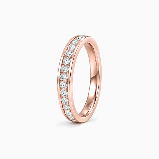 050Ct Full Channel Round Diamond Ring Rose Gold Standing