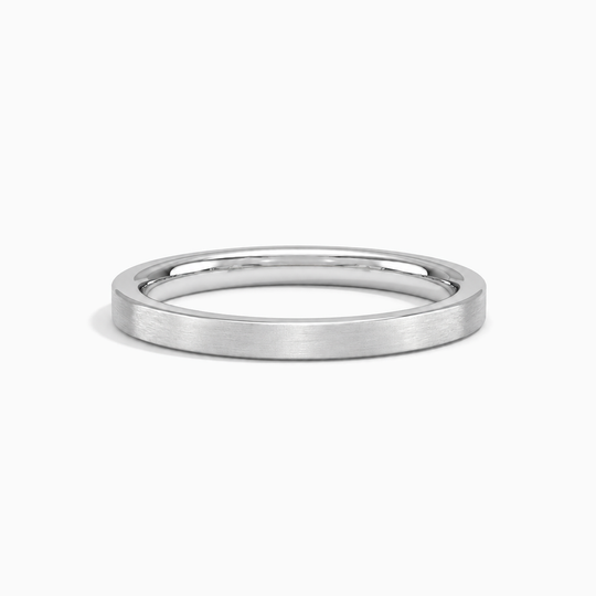 Womens 2Mm Heavy Weight Flat Court Matt Finish Wedding Ring Platinum Lying