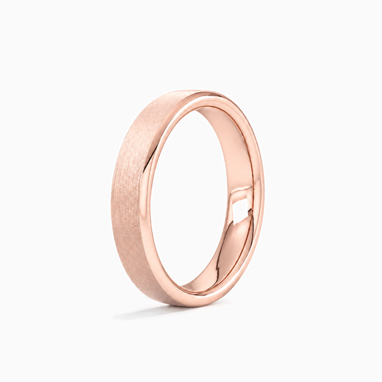 Womens 4Mm Flat Court Matt Finish Wedding Ring Rose Gold Standing