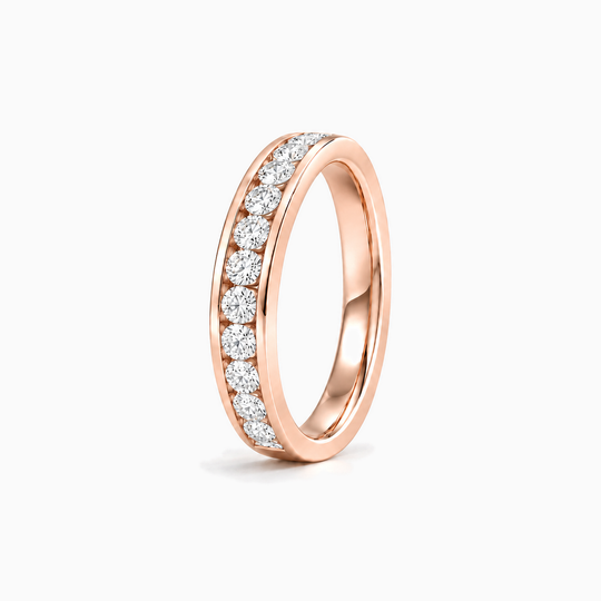 100Ct Half Channel Round Diamond Ring Rose Gold Standing