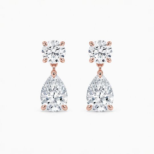 Raindrop Diamond Earrings Rose Front