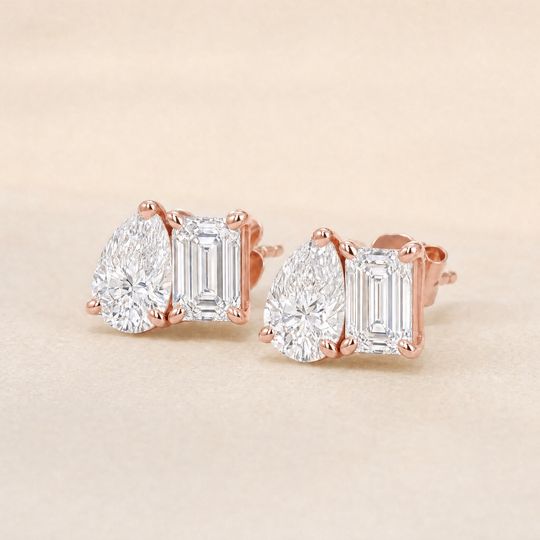 Toi Pear Diamond Studs Rose Gold Lifestyle