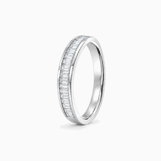 040Ct Half Channel Baguette Diamond Ring White Gold Standing