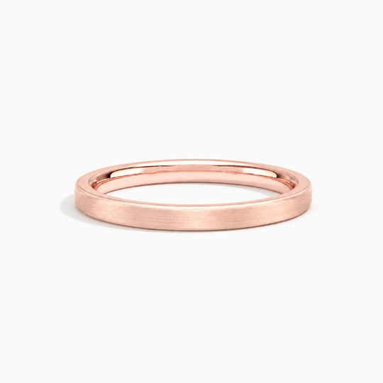 Womens 2Mm Flat Court Matt Finish Wedding Ring Rose Gold Lying