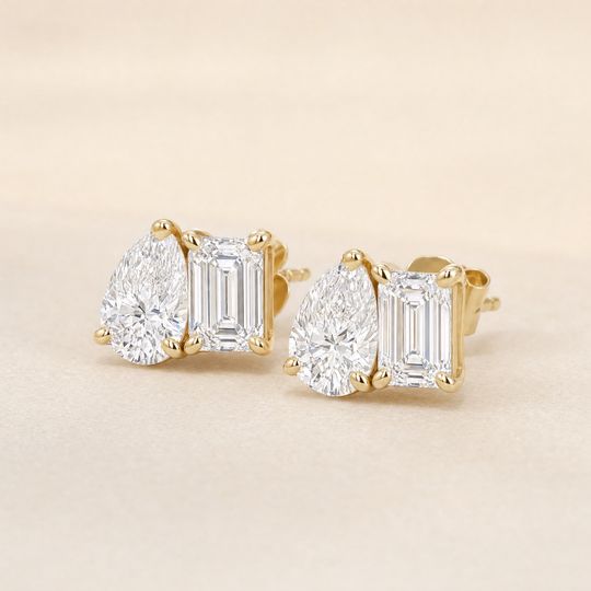 Toi Pear Diamond Studs Yellow Gold Lifestyle