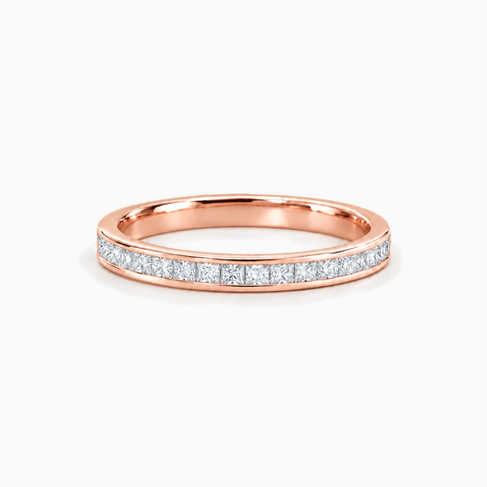 033Ct Half Channel Princess Cut Diamond Ring Rose Gold Lying