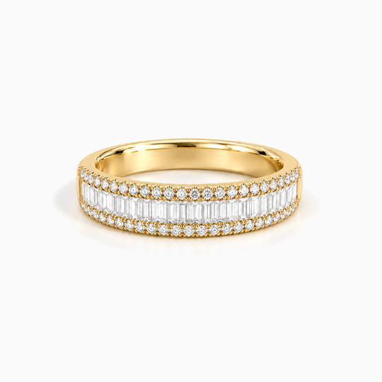075Ct Baguette Round Diamond Ring Yellow Gold Lying
