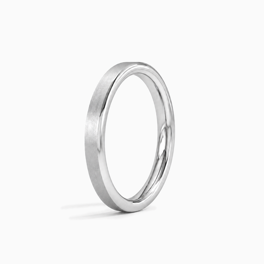 Womens 2Mm Heavy Weight Flat Court Matt Finish Wedding Ring Platinum Standing
