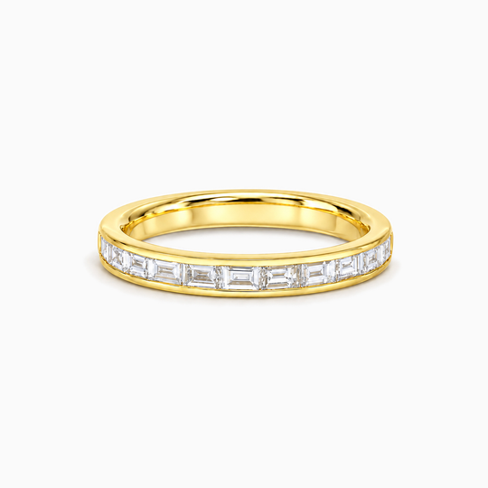 050Ct End To End Lab Grown Baguette Diamond Ring Yellow Gold Lying