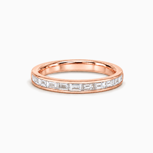 050Ct End To End Lab Grown Baguette Diamond Ring Rose Gold Lying