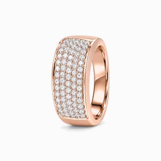 Mens Block Pave Diamond Ring 18K Rose Gold 02 Standing