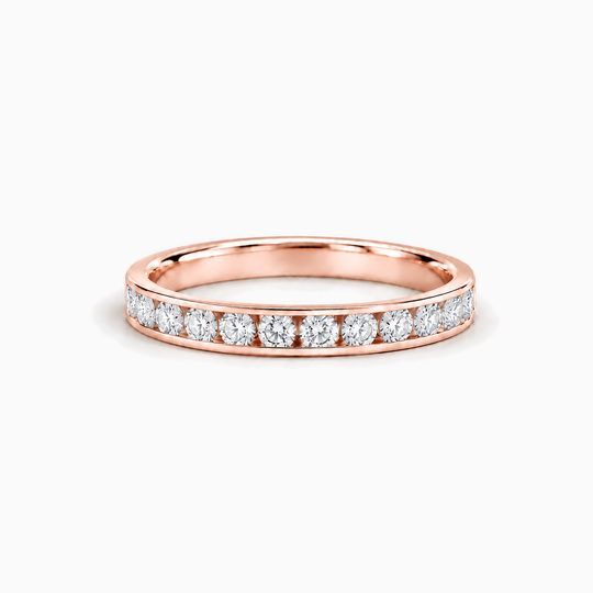 150Ct Full Channel Round Diamond Ring Rose Gold Lying