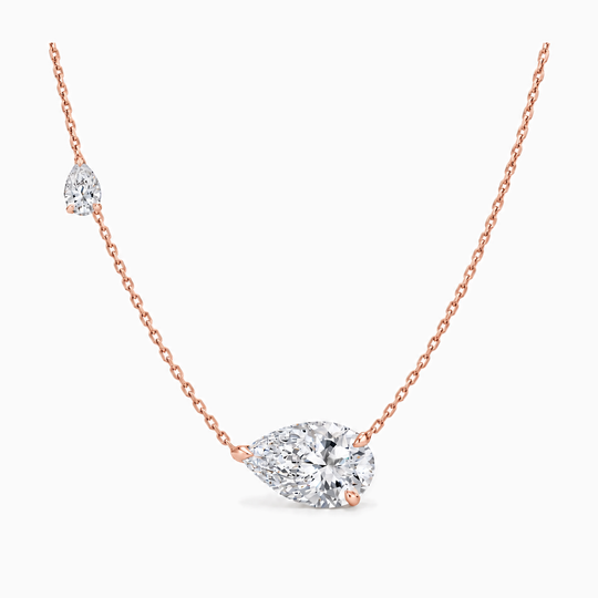 Chaser Pear Cut Diamond Necklace Rose Gold Front