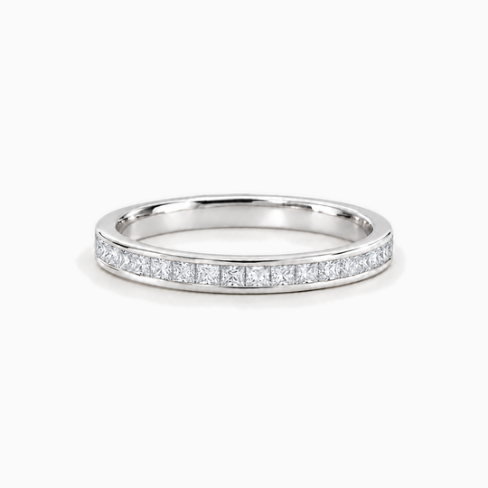033Ct Half Channel Princess Cut Diamond Ring White Gold Lying