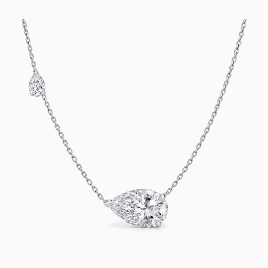 Chaser Pear Cut Diamond Necklace White Gold Front