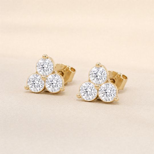 Trio Diamond Studs Yellow Gold Lifestyle