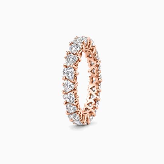 Fullset Heart Cut Lab Grown Diamond Eternity Ring 18K Rose Gold 02 Standing