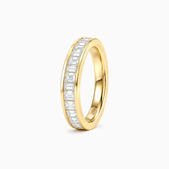 050Ct End To End Lab Grown Baguette Diamond Ring Yellow Gold Standing