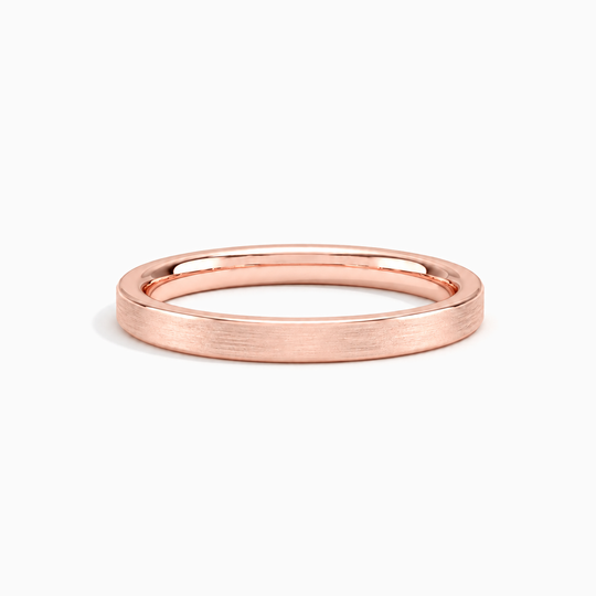 Womens 2.5Mm Flat Court Matt Finish Wedding Ring Rose Gold Lying