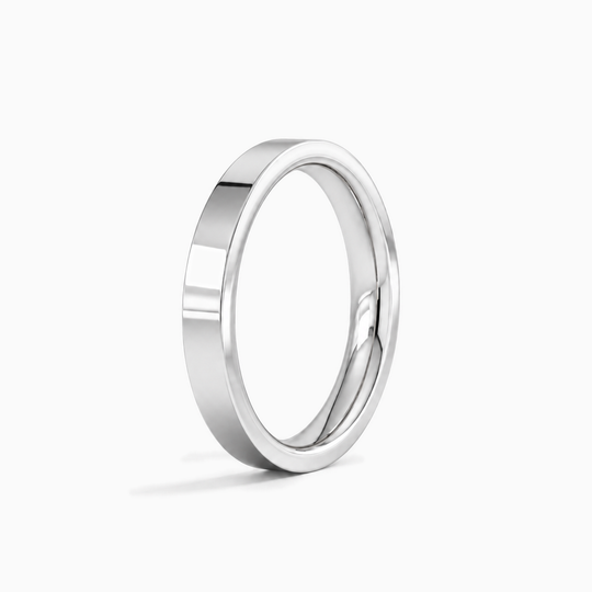 Womens 3Mm Heavy Weight Flat Court Wedding Ring White Gold Standing