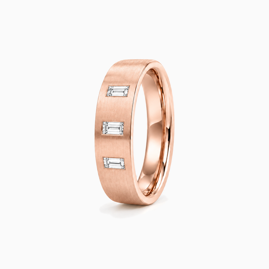 Baguette Three Diamond Ring 18K Rose Gold 02 Standing