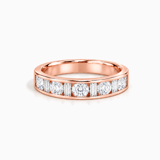 150Ct Half Channel Dot Dash Diamond Ring Rose Gold Lying
